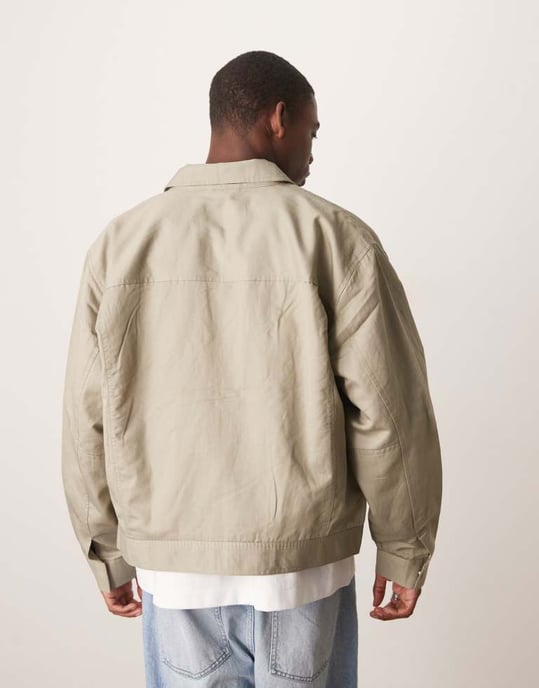 Calvin Klein Jeans canvas twill arbetsjacka i beige - Image 4