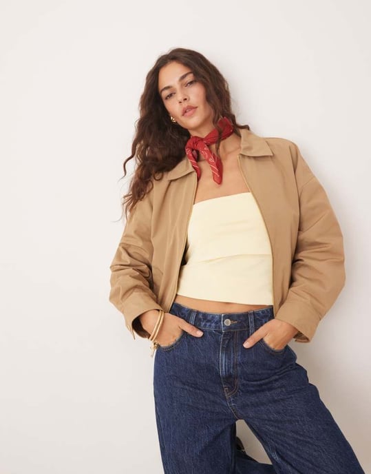 Abercrombie & Fitch ren utility-jacka i beige - Image 2