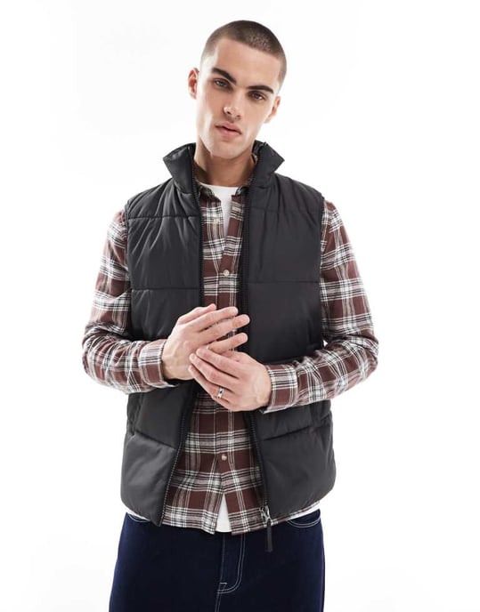 ASOS DESIGN pufferväst i svart - Image 1