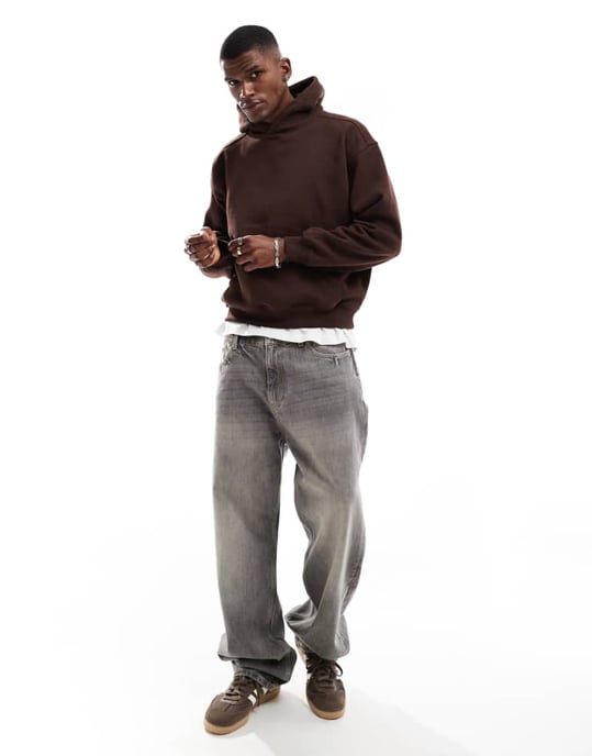 Cotton On boxig passform sweatshirt med huva i mörk ek - Image 3