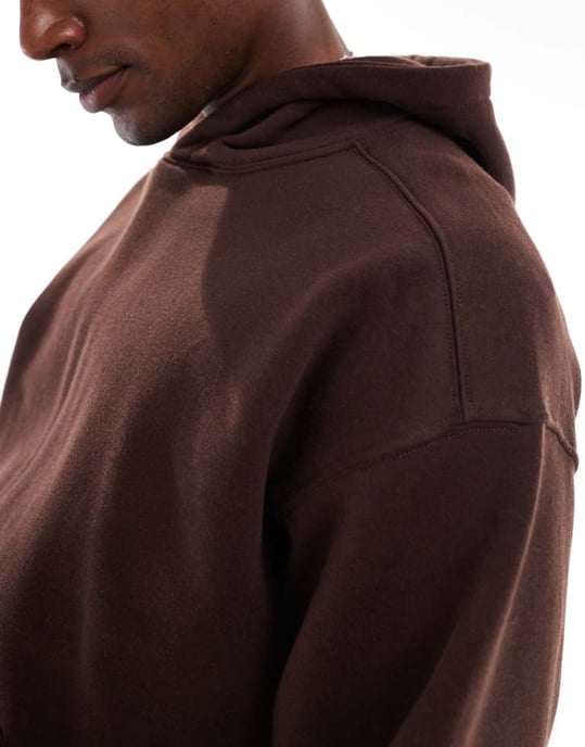 Cotton On boxig passform sweatshirt med huva i mörk ek - Image 4