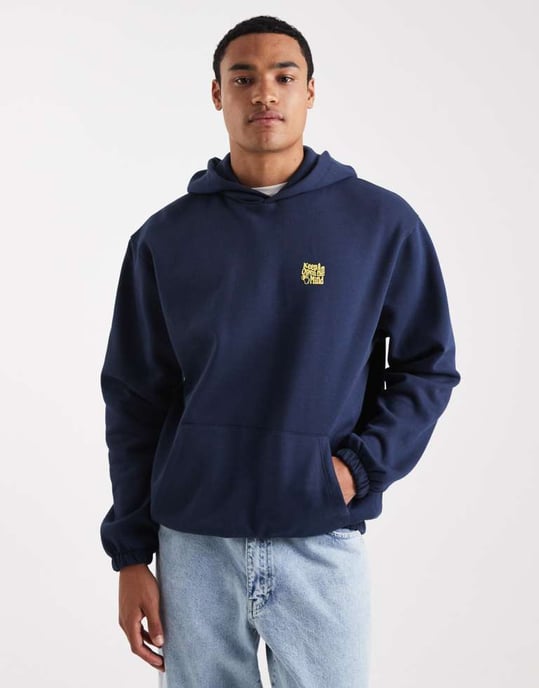 ASOS DESIGN hoodie med ryggtryck i marinblått - Image 4