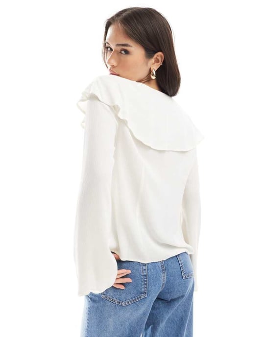 Miss Selfridge knytfront cape blus i elfenben - Image 4