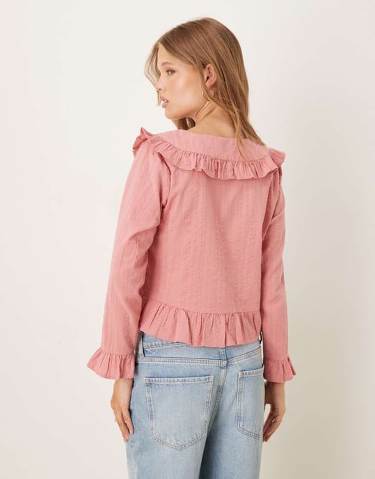 Nobody's Child Britney rufflekragen blus i dimrosa - Image 4