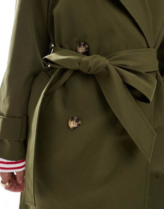 ASOS DESIGN lång trenchcoat i olivgrön - Image 2