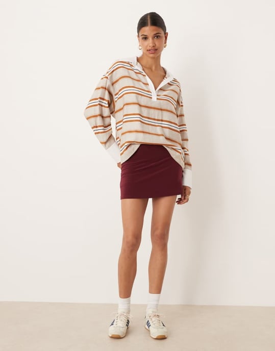 ASOS DESIGN slinky knappdetalj kjol i vinröd - Image 1