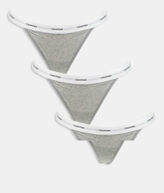 Calvin Klein Modern Logo 3-pack tanga i grått - Image 1