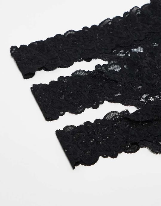 ASOS DESIGN Curve Minnie 3-pack helspetsstring i svart - Image 3