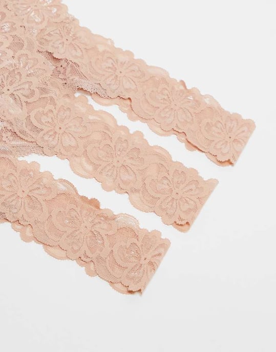 ASOS DESIGN Minnie 3-pack heltäckande spets-tanga i neutral - Image 2