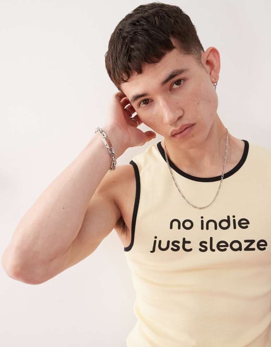 COLLUSION Festival muskelväst i gult med indie sleaze-slogan - Image 3