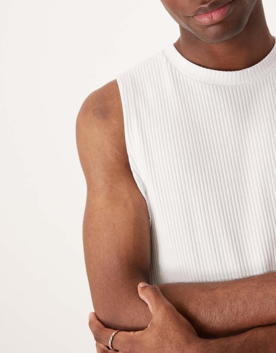 ASOS DESIGN super tung crew neck linne i vitt ribbat - Image 2