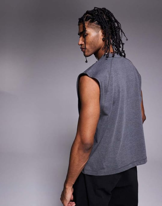 ASOS DESIGN super tung oversized linne i kolgrå melerad - Image 3