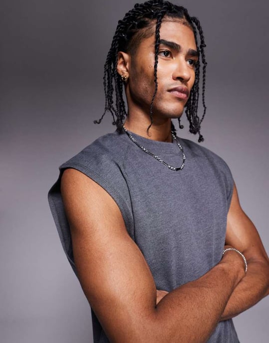 ASOS DESIGN super tung oversized linne i kolgrå melerad - Image 4