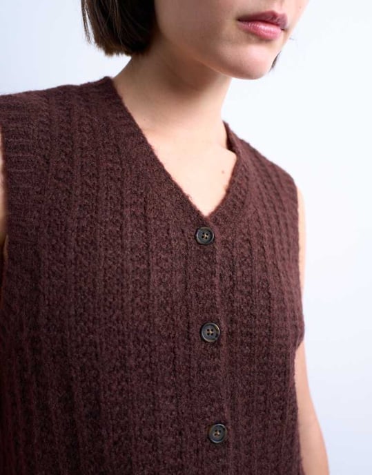 Topshop stickad ficktopp i brunt - Image 3