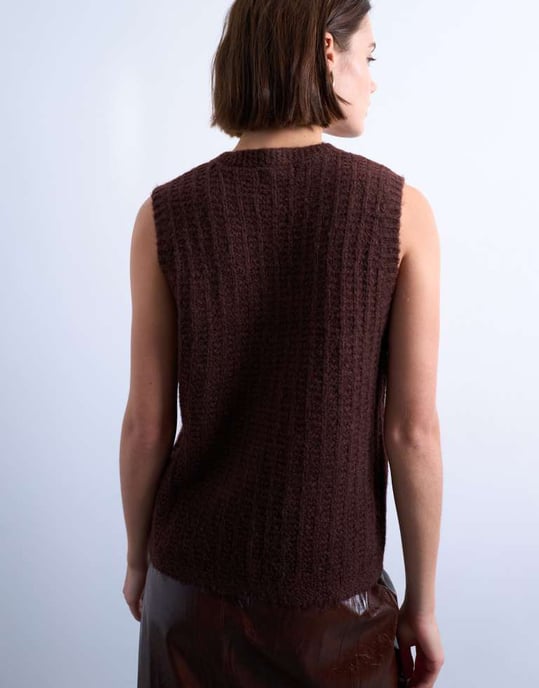 Topshop stickad ficktopp i brunt - Image 4