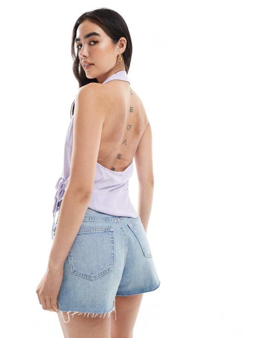 ASOS DESIGN ärmlös knyt-topp i lilablå - Image 4