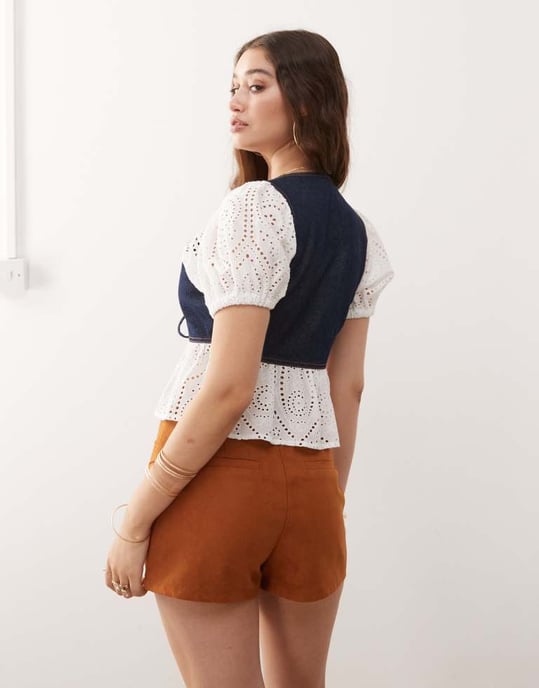 Miss Selfridge denim skjorta med knytframsidans broderidetalj - Image 4