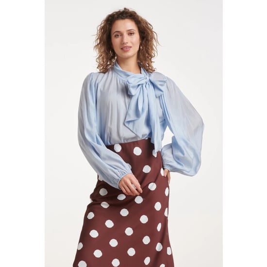 Smashed Lemon Blouse van soepelvallende stof met strikdetail | - Image 1