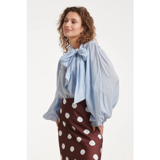Smashed Lemon Blouse van soepelvallende stof met strikdetail | - Image 6