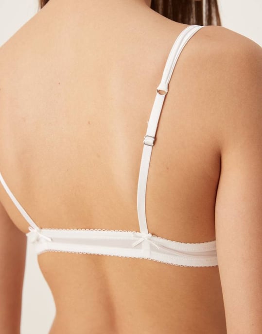 ASOS DESIGN Missy broderie långlinje mjuk bh i vit - Image 3