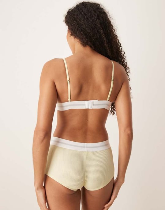Calvin Klein modal rib utan vaddering triangelbh i ljusgul - Image 4