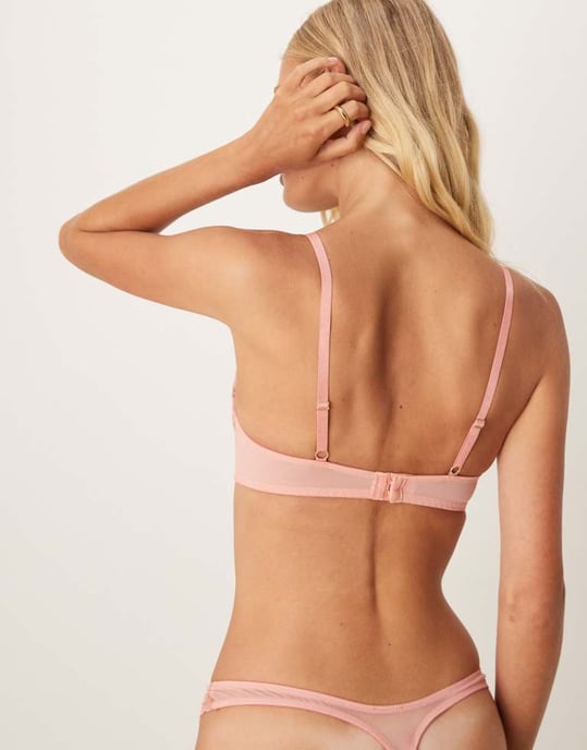 ASOS DESIGN Giselle premium glittrande broderad bygelbh i korall - Image 4