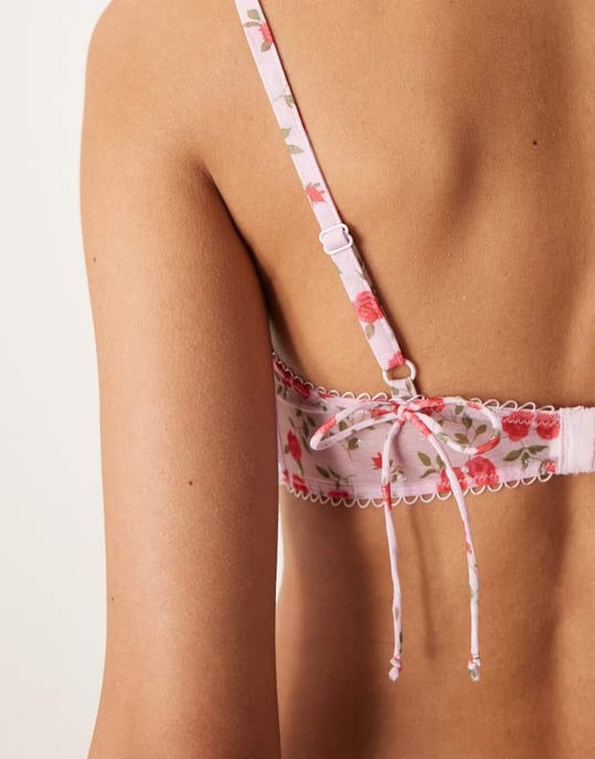 For Love & Lemons Lottie underwire-bh set i rosa blommönster - Image 3