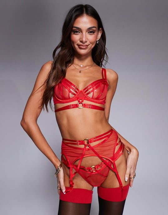 Ann Summers Capturing non padded balcony bra with strapping details in red - Image 4