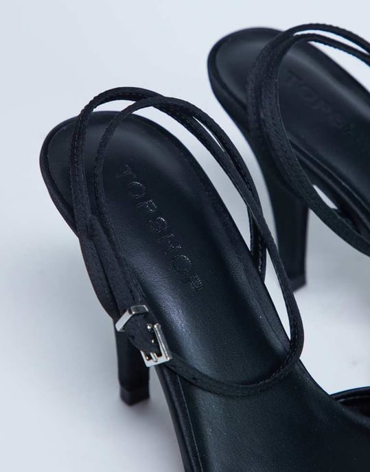 Topshop Demi kon-häl klackskor med snöre i svart - Image 2