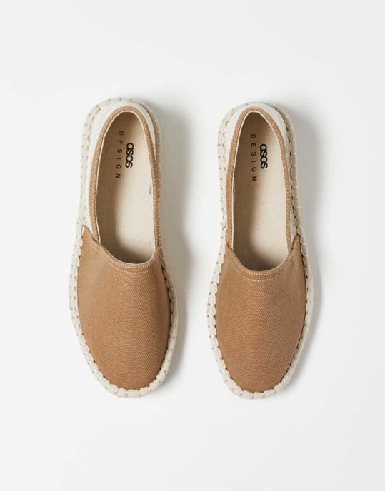 ASOS DESIGN espadrillos i brun canvasblandning - Image 1