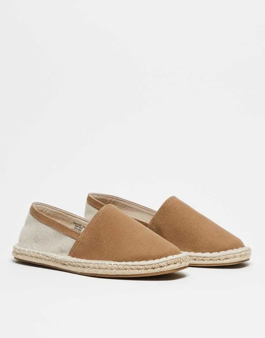 ASOS DESIGN espadrillos i brun canvasblandning - Image 3