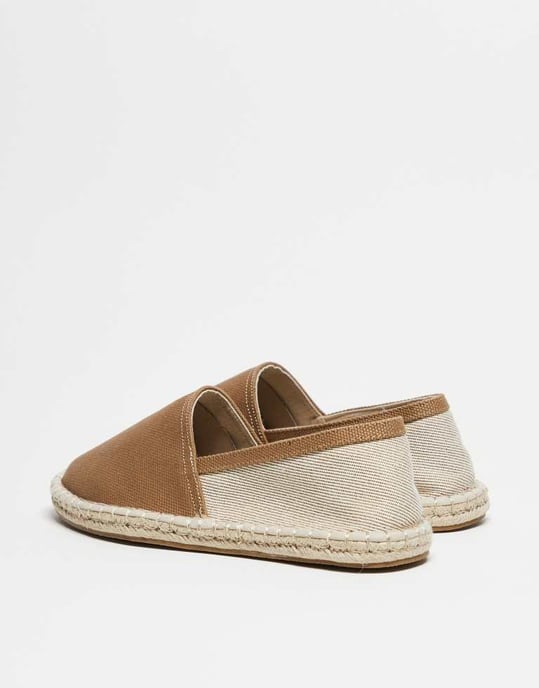 ASOS DESIGN espadrillos i brun canvasblandning - Image 4