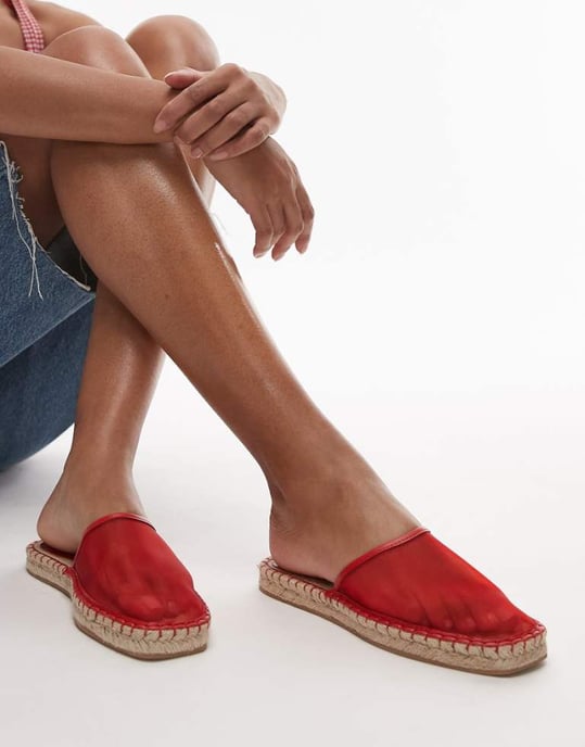 Topshop Harry espadrillo mule i röd - Image 1