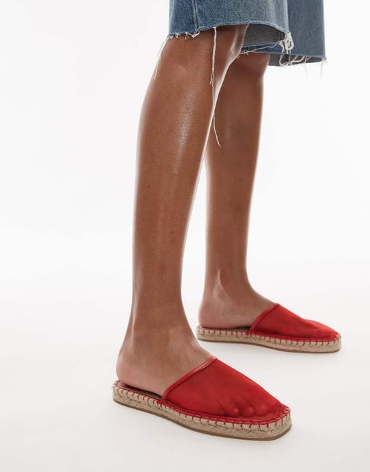 Topshop Harry espadrillo mule i röd - Image 3