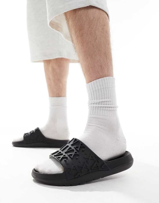 ASOS DESIGN sandaler i svart med präglade romerska siffror - Image 2