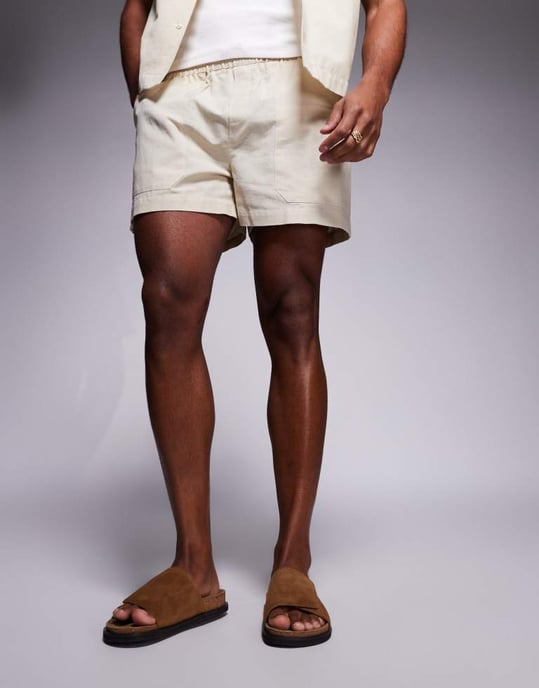 ASOS DESIGN slidiga sandaler i tan mocka med korksål - Image 2