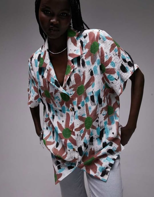 Topshop co-ord printed resort shirt in multi - Image 4