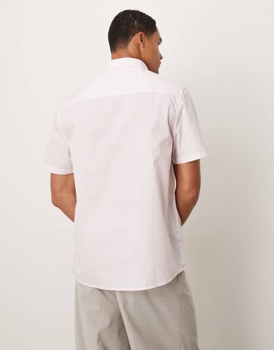 ASOS DESIGN formal easy iron poplin regular shirt in light pink - Image 3