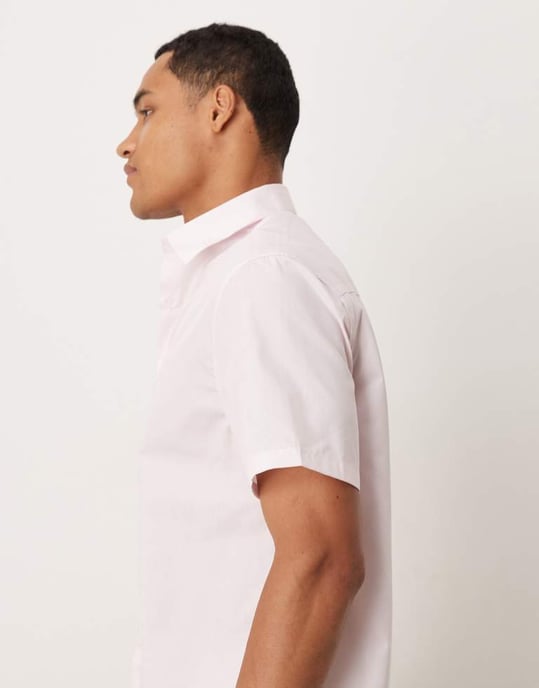 ASOS DESIGN formal easy iron poplin regular shirt in light pink - Image 4