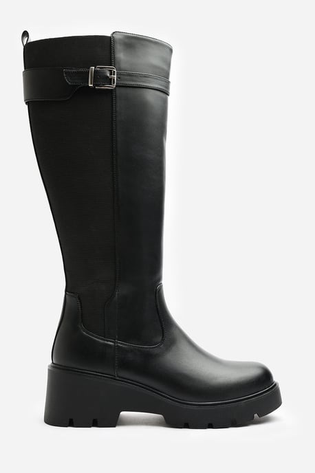 Where's That From Womens Erelia Stretch Panel Buckle Detail Wedge Boots - Image 2