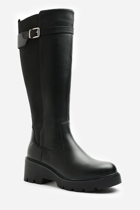 Where's That From Womens Erelia Stretch Panel Buckle Detail Wedge Boots - Image 3