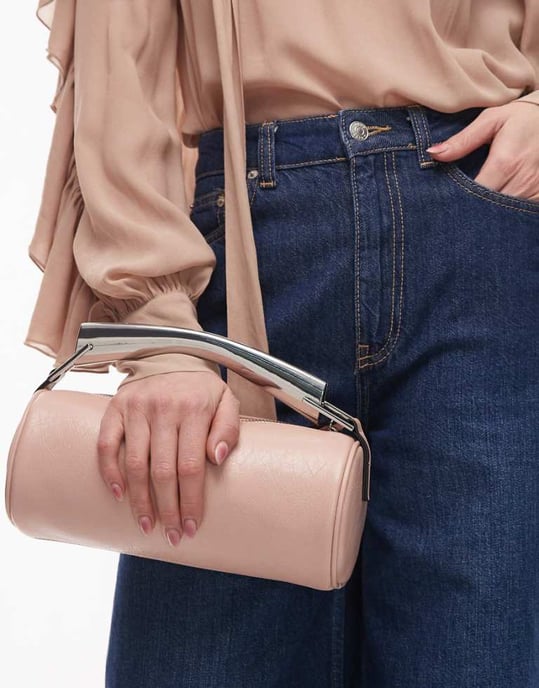 Topshop Gabi tunn grabväska med metallhandtag i rosa - Image 1