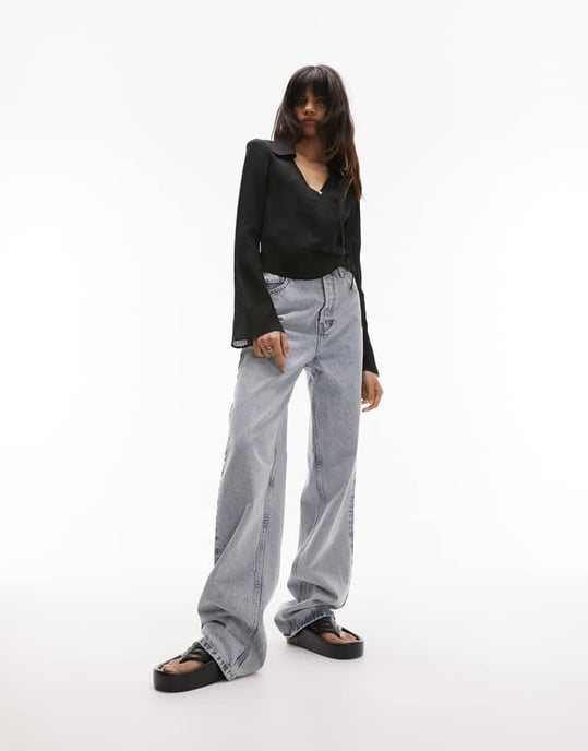 Topshop button front wrap top in black - Image 4