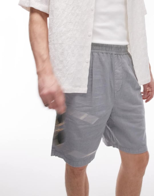 Topman linen blend shorts in grey - Image 1