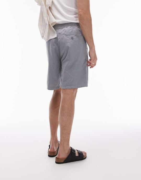 Topman linen blend shorts in grey - Image 4