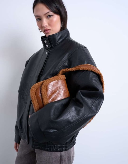 Topshop Solo borgtrim axelväska i brun - Image 1