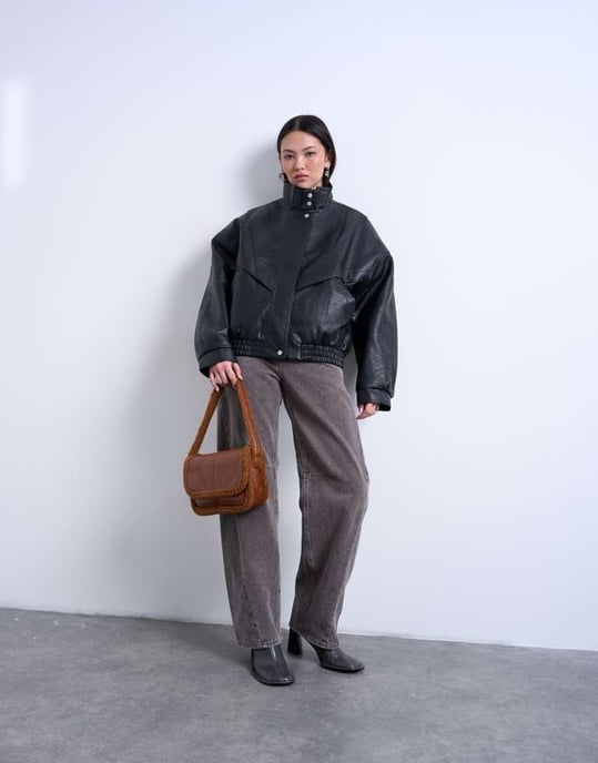 Topshop Solo borgtrim axelväska i brun - Image 2