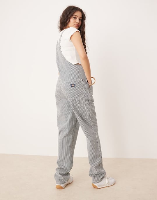 Dickies klassiska hickory-randiga denimsoveralls i marinblå - Image 3