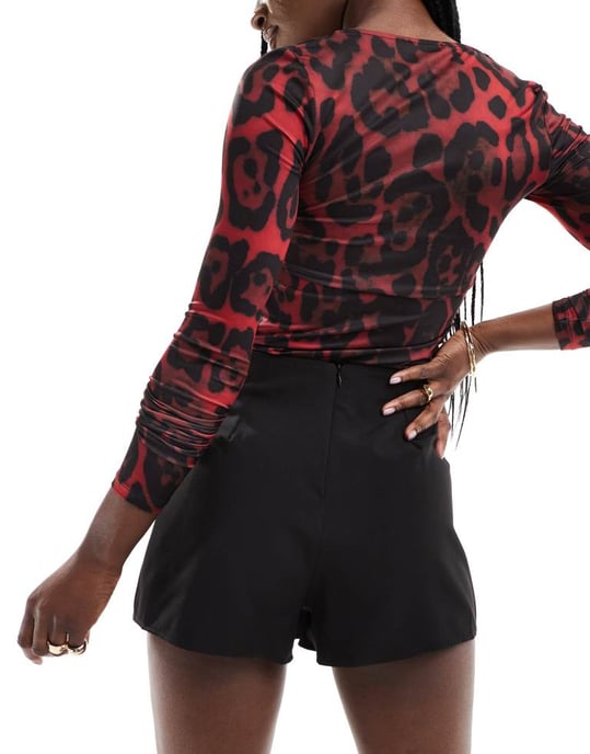 ASOS DESIGN tailored wrap skort in black - Image 4
