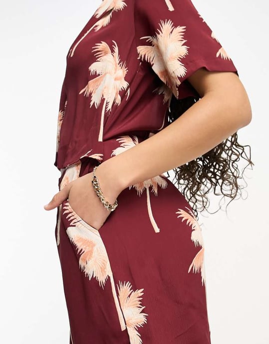 ASOS DESIGN 2 in 1 shirt playsuit in palm print - Image 3